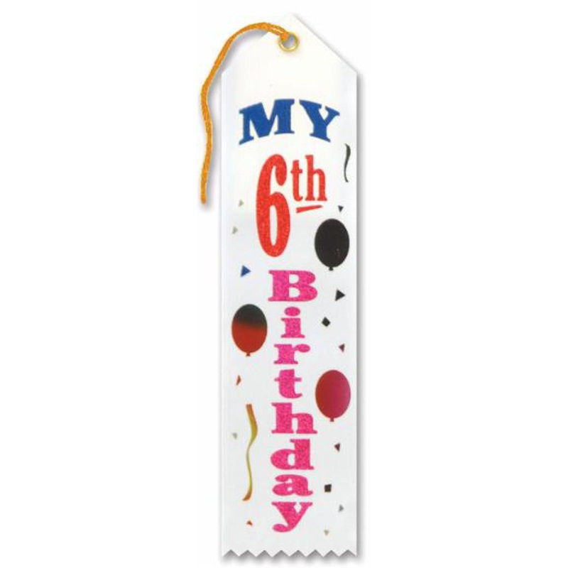 Colorful My 6th Birthday Ribbon (18Cs/Pk)