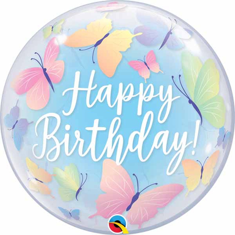 Fluttering Festivity Happy Birthday Butterflies 22 Bubble Balloon (3/Pk)