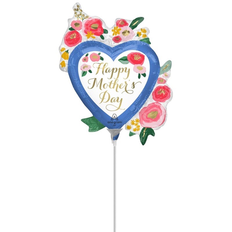 Happy Mother's Day Painted Floral Heart 14" Foil Balloon (5/Pk)