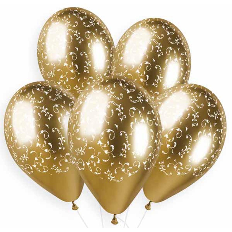 Shiny Gold Filigree Balloons - 13" - Pack Of 25