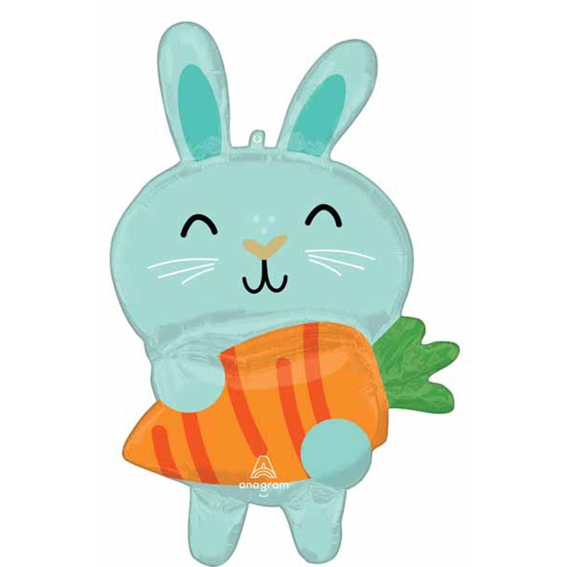 34" Minty Bunny with Carrot Foil Balloon (3/Pk)