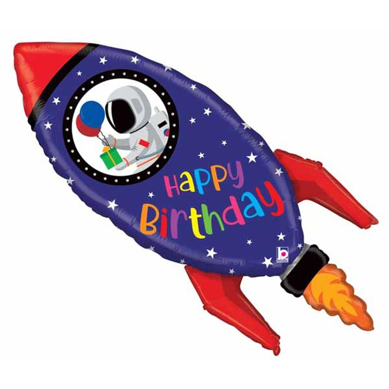 Blast Off to Birthday Fun: 40 Happy Birthday Space Rocket Balloon (3/Pk)