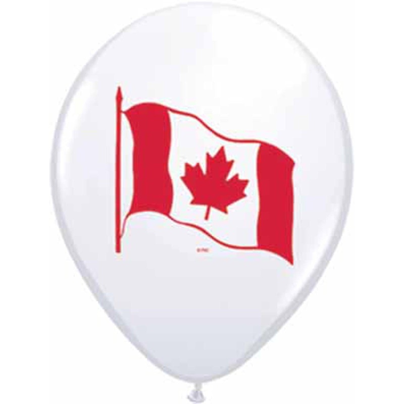 Canada Flag 11" White And Red 2-Sided Latex Balloons (Pack Of 50)