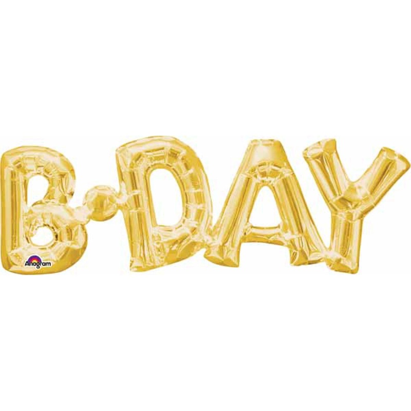 Golden Celebration: 30-Inch 'Bday' Gold Phrase Air-Fill Foil Balloon (5/Pk)