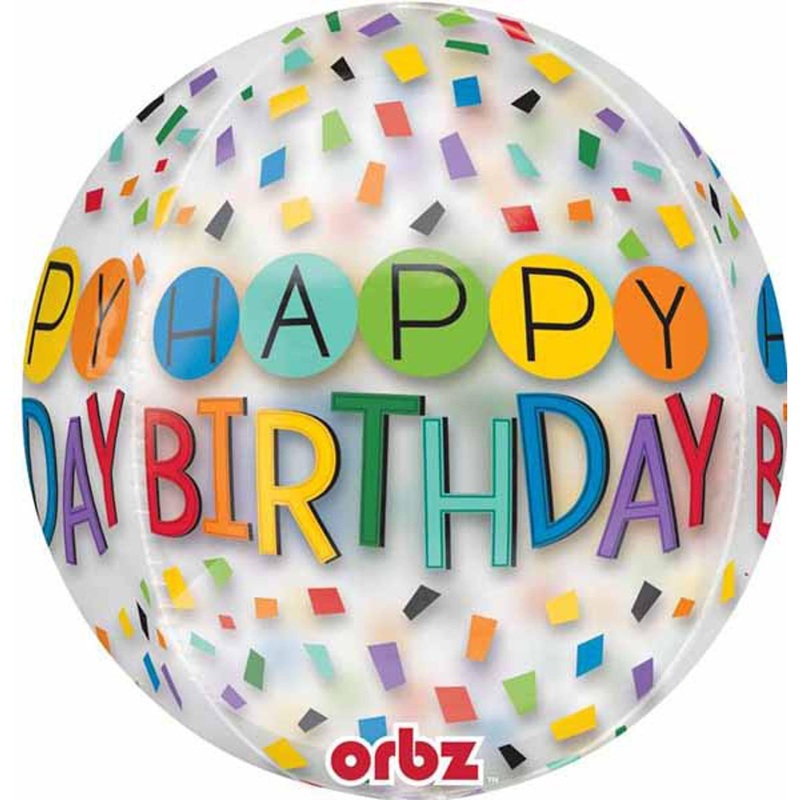Radiant Celebrations: 16" Happy Birthday Rainbow Orbz (3/Pk)