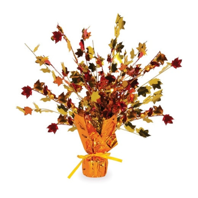 15'' Fall Leaves Gleam And Burst Centerpiece (3/Pk)