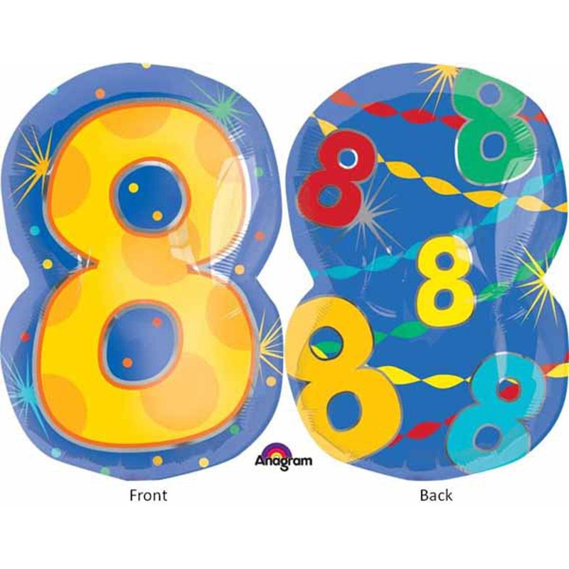 #8 Confetti Dots 18" Shape Balloon Pkg