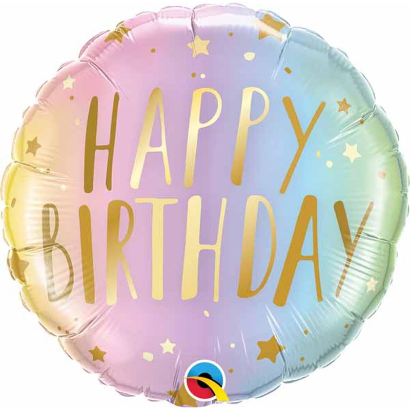 Celestial Elegance 18" Birthday Pastel Ombre & Stars Foil Balloon (5/Pk)