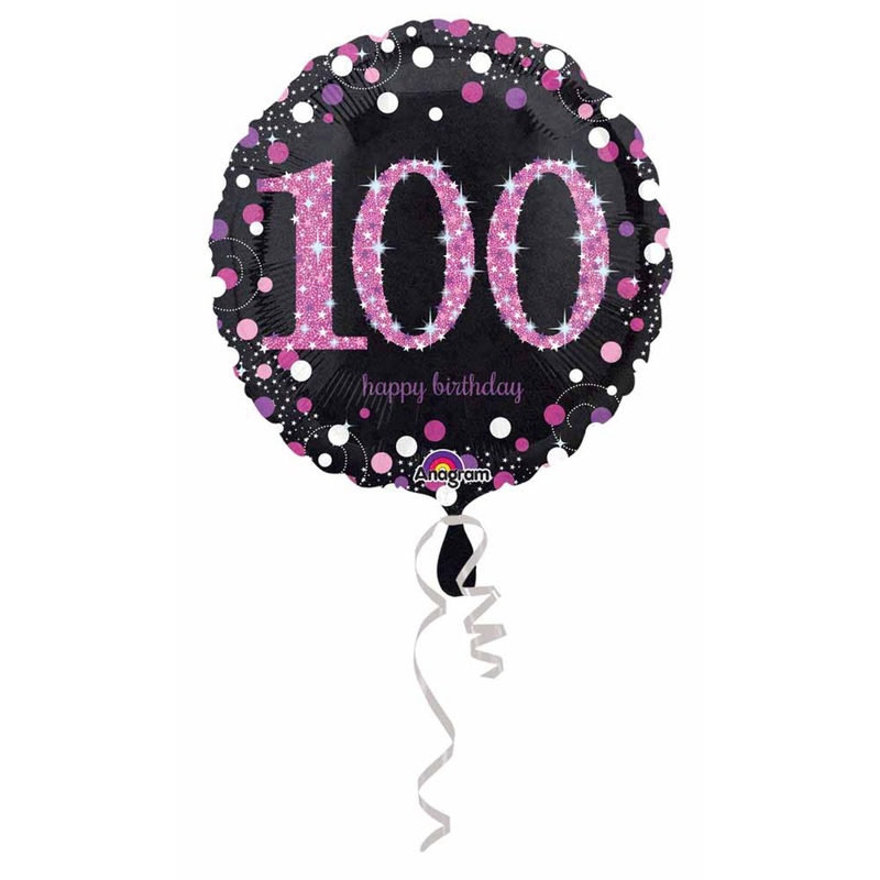 Elegance in Centennial Pink: 18 Holographic 100th Birthday Foil Balloon (5/Pk)