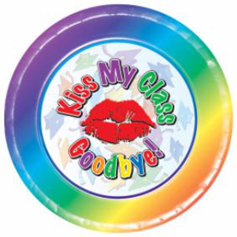Graduation Party Plates: 7" Kiss My Class Goodbye Design (8/Pkg)