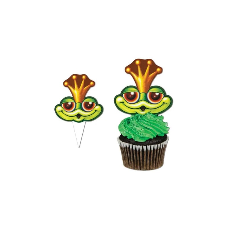 Princess Frog Cupcake Picks Whimsical Decor for Your Sweet Treats (3Pk)