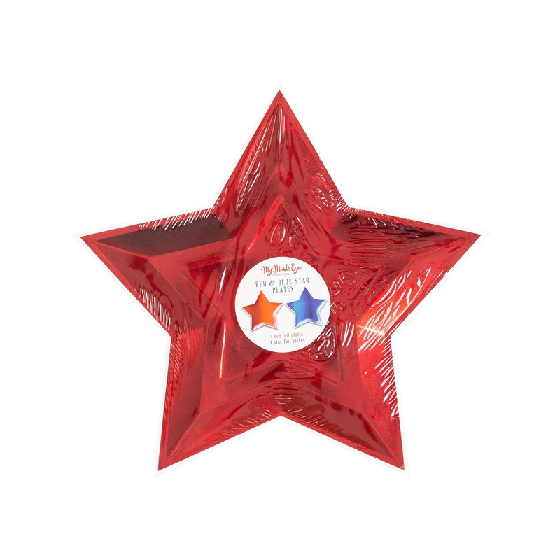 Blue and Red Foil Star Shaped Paper Plate 8pk S1069
