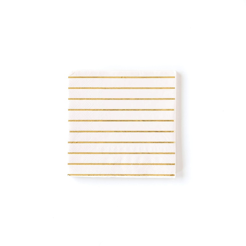 Cream Striped Napkins 25pk