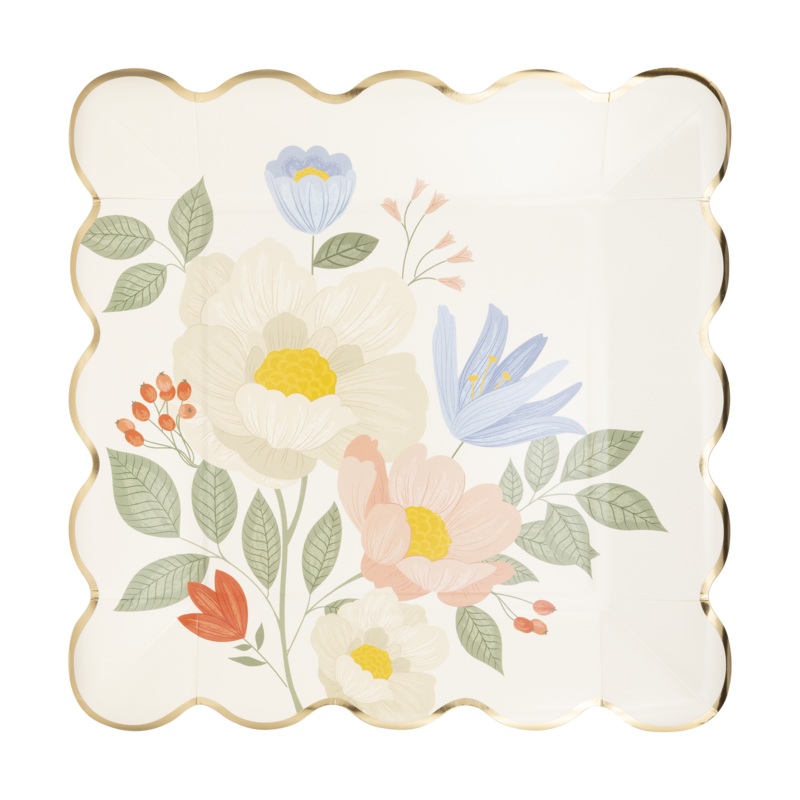 Floral Corner Plate - 8 pk