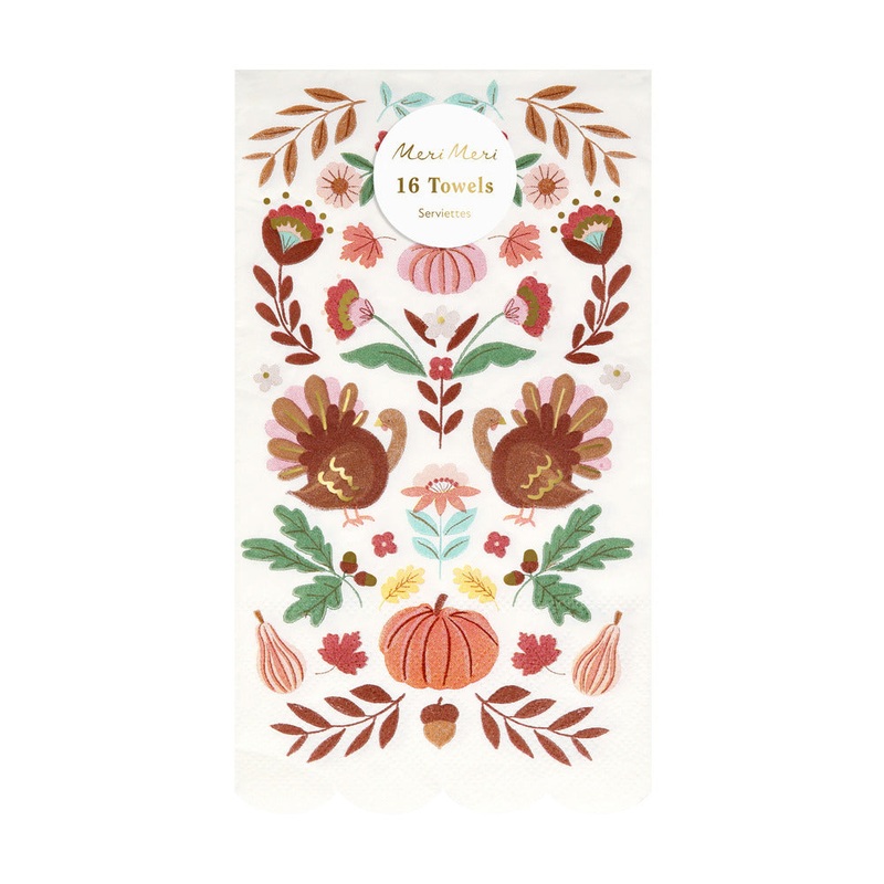 Folk Fall Guest Napkins 16pk.