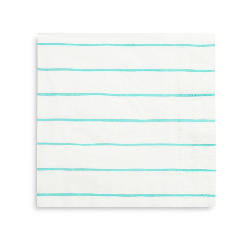 Frenchie Striped Aqua Napkins Large - 16 Pk S4195