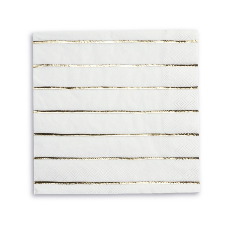 Frenchie Striped Gold Napkins Small 16 Pk. S7071