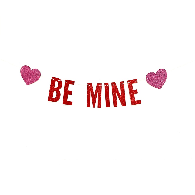 Happy Valentines Day Be Mine Red Banner With Pink Hearts Party Decoration