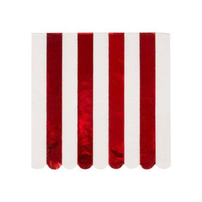 Meri Meri Red Stripe Foil Napkin Small S3085