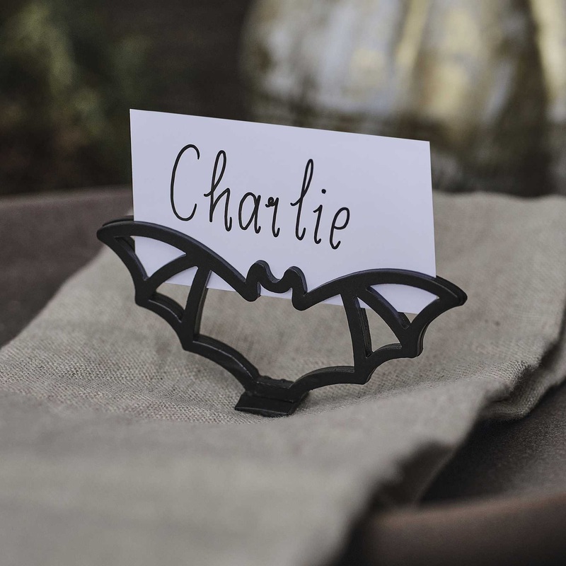 Metal Black Bat Place Card Holder-4pk. M1073