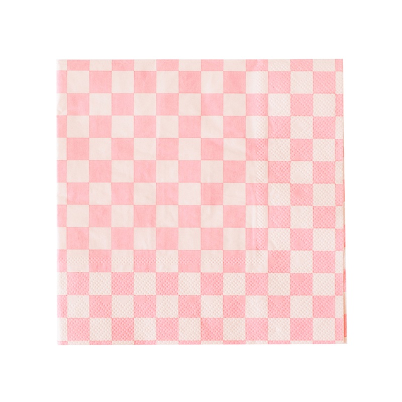 Pink Checkered Large Napkins - 16 Pk