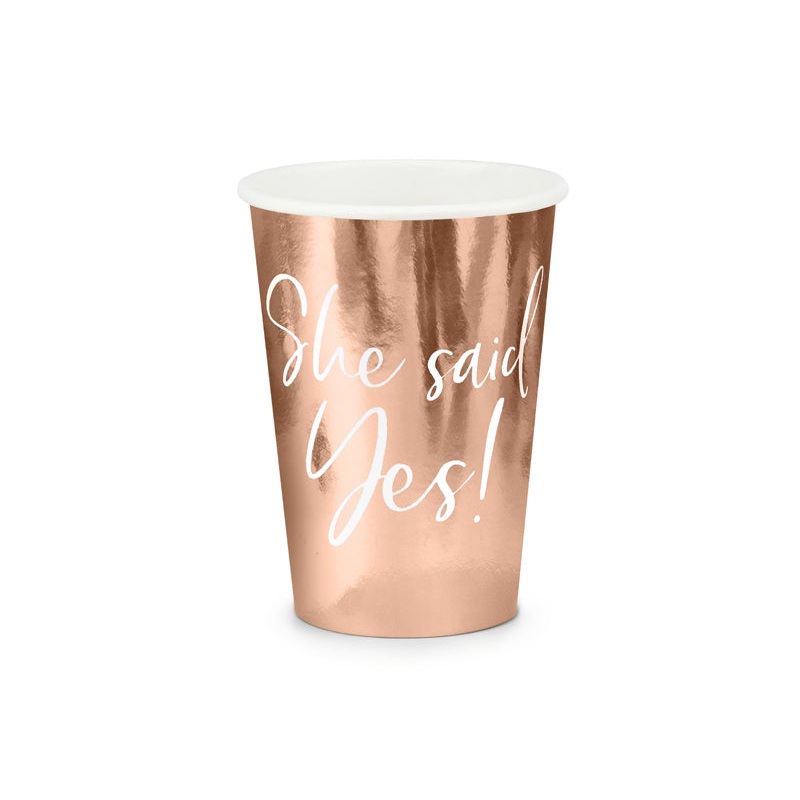 She Said Yes! Rose Gold Cups-6pk.  S1016