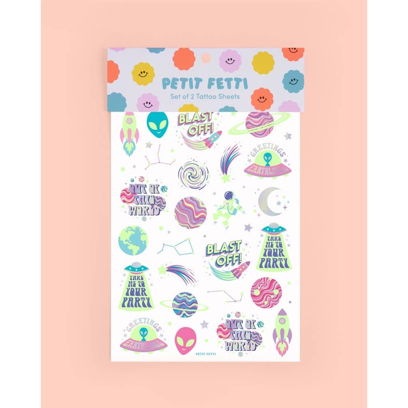 Space Girl Glow in the Dark Temporary Tattoos