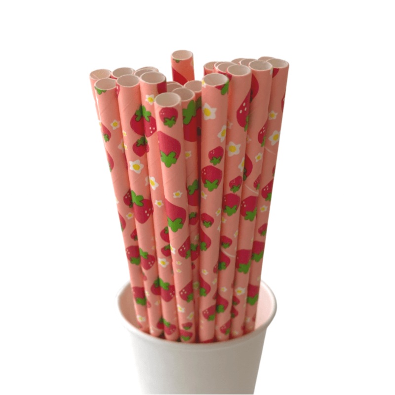 Strawberry Eco Friendly Paper Straws S0160