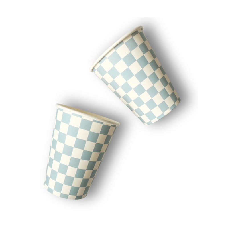 Blue Checkered Cups 8pk.