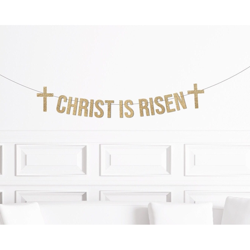 Christ is Risen Easter Glitter Banner