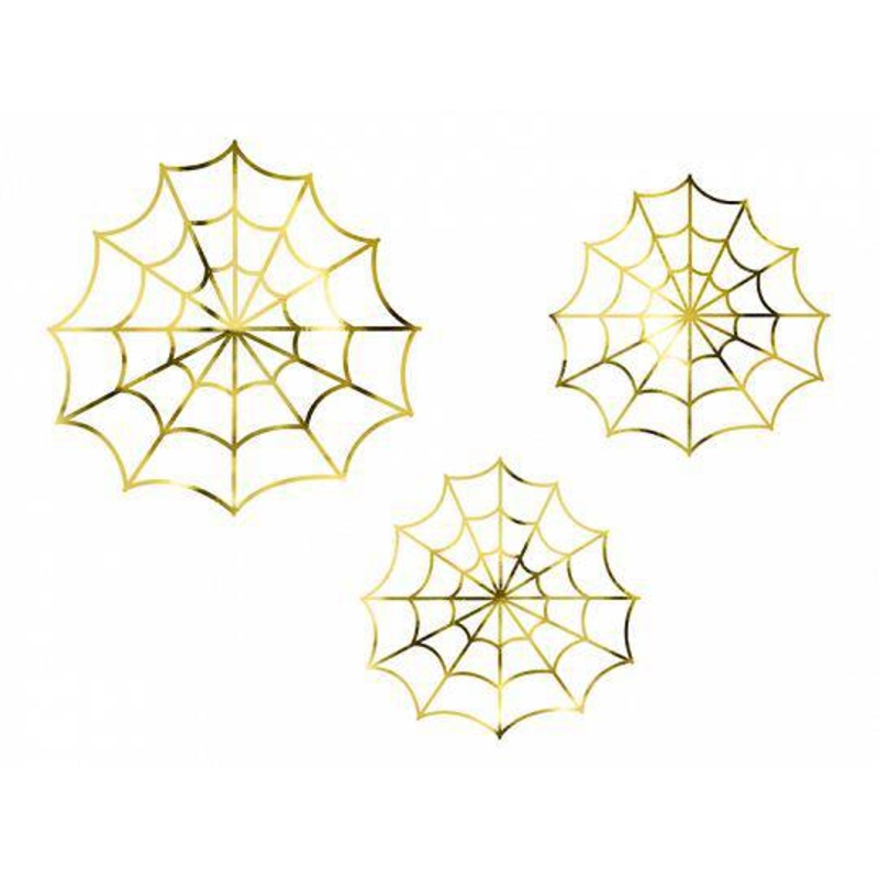Halloween Gold Paper Spiderweb Decorations