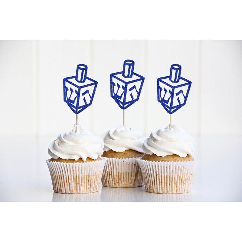 Hanukkah Cupcake Toppers, Dreidel Cupcake Decorations, Happy Chanukah  Decor, Cake Decorations, Party Supplies