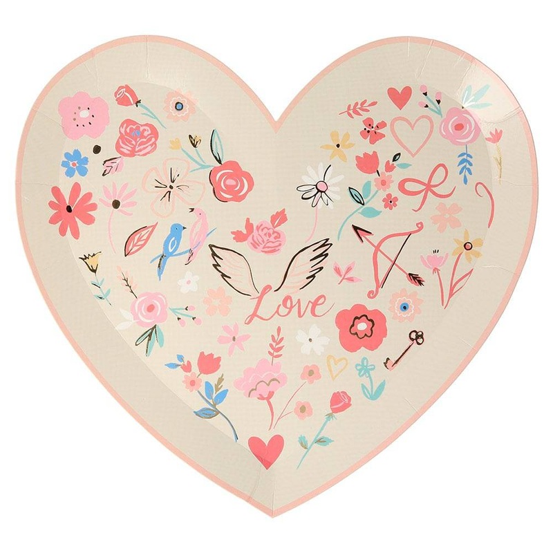 Meri Meri Valentine's Day Heart Shaped Die Cut Plates S2007