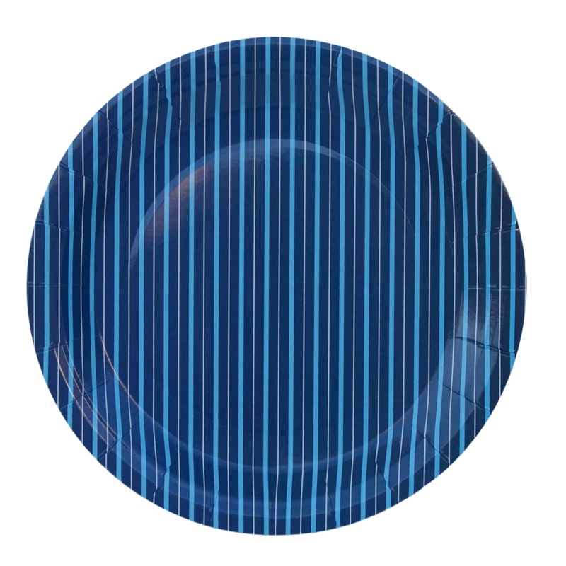Navy Blue Fine Stripes Plates (Set of 8) S7068