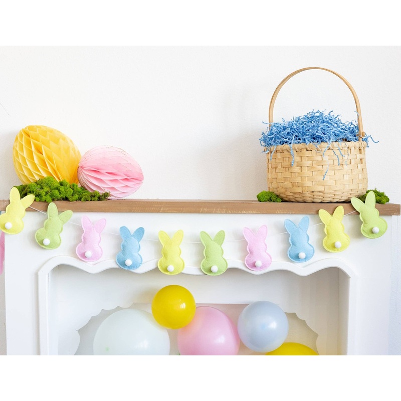 Puffy Felt Pastel Easter Bunny Banner