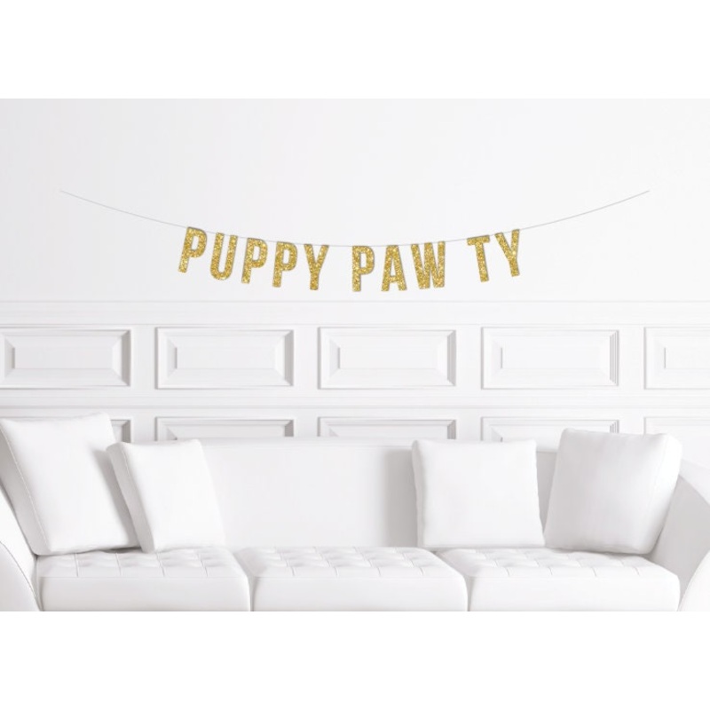 Puppy Pawty  Banner / Gold Glitter First Birthday Sign / Girl's Party / One Theme Ideas / Dog Decor Decorations Paw Ty / Adoption