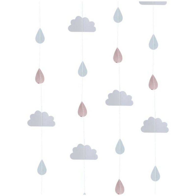 Rose Gold Raindrop and Clouds Backdrop S2134