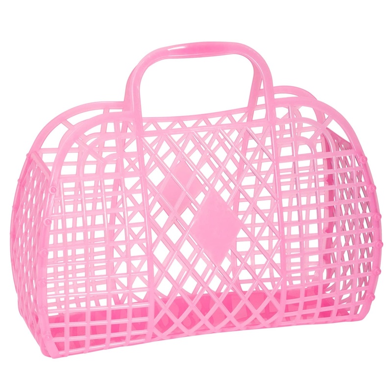 Sun Jellies Retro Basket Large- Neon Pink Translucent