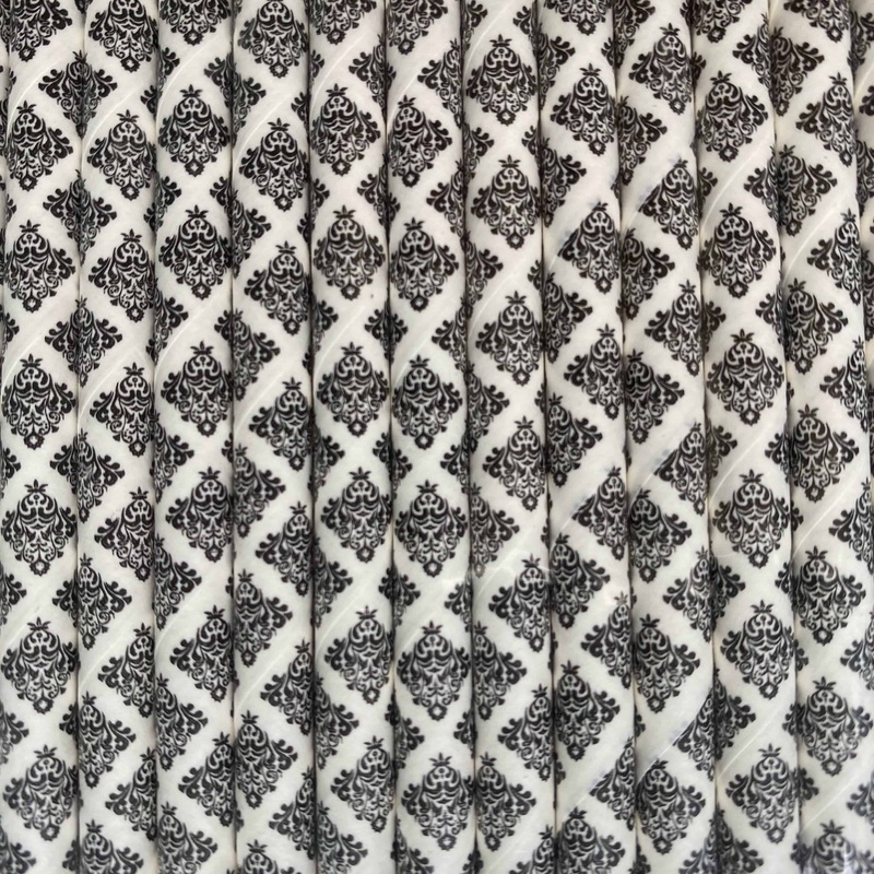 Black Paisley Eco Friendly Paper Straws S3138