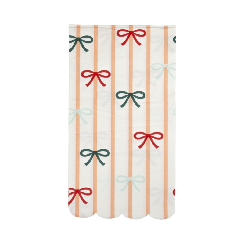 Bows and Stripes Scalloped  Napkins - 24pk