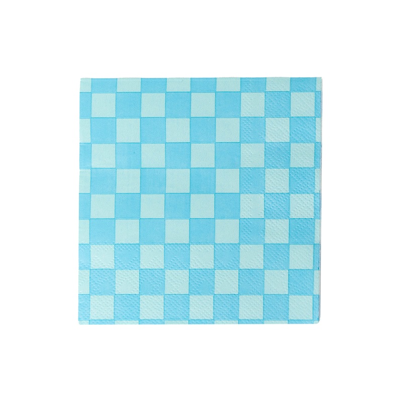 Checkered Blue Cocktail Napkins - 20 Pk. S2197
