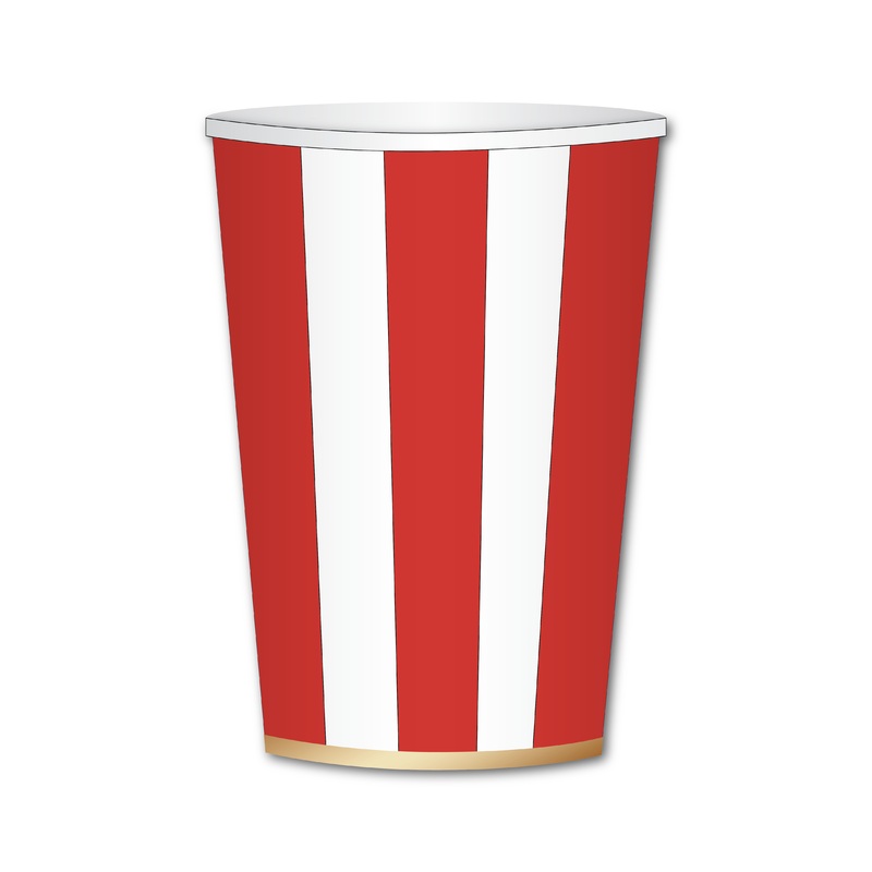 Cherry Red Striped Party Cups - 8pk