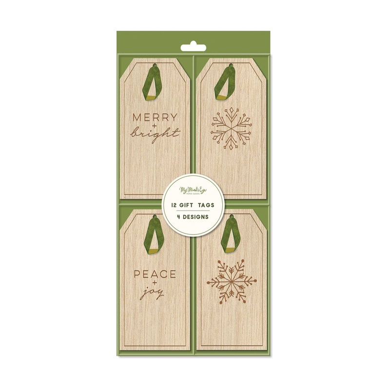Christmas Titles Etched Wood Gift Tag Set M1039