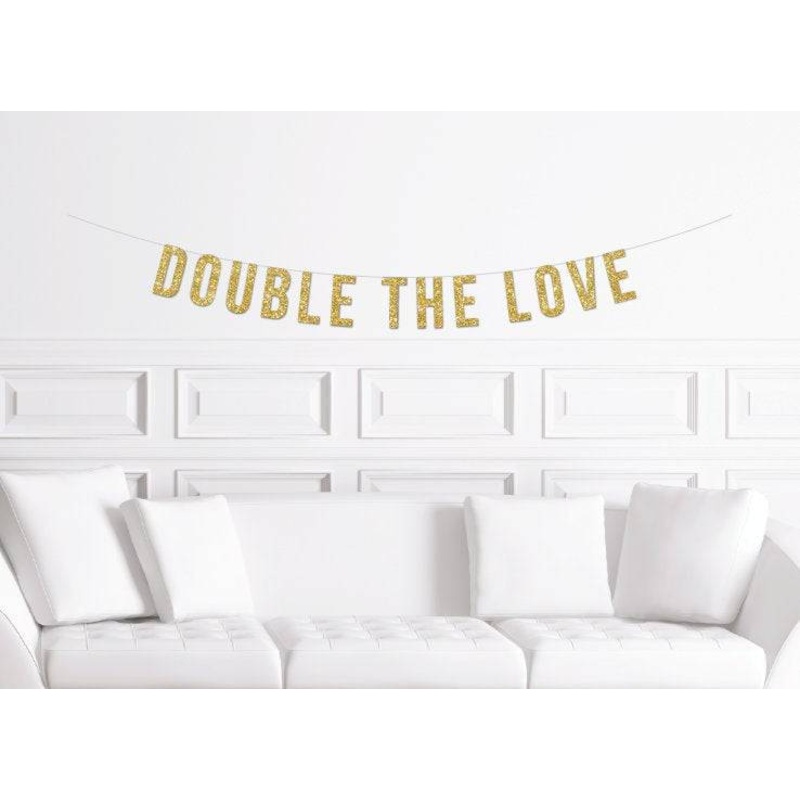 Double The Love Twin Baby Shower Banner