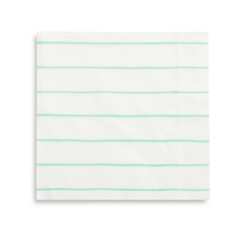 Frenchie Striped Mint Green Napkins Large - 16 Pk S4193