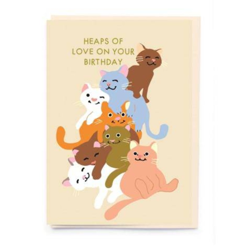 Heaps Of Love Cat Greeting Card - Noi Publishing