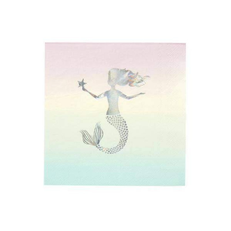 Pastel We Heart Mermaids Large Paper Party Napkins - 16 Pack S9310