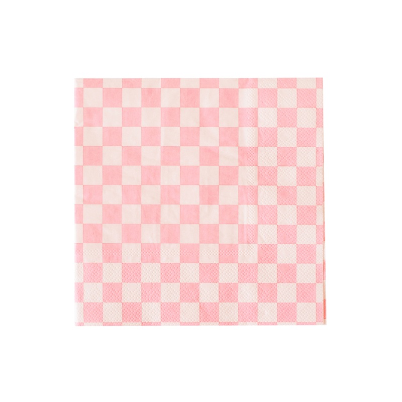 Pink Checkered Cocktail Napkins - 20 Pk