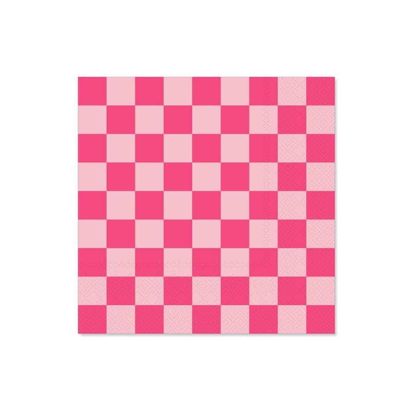 Pink Checkered Napkins Large 20pk.