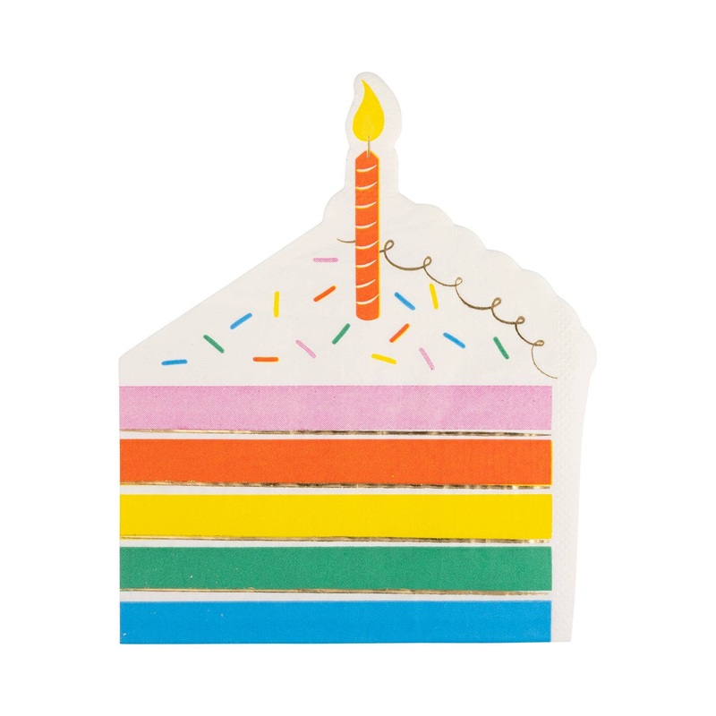 Rainbow Cake Shaped Dinner Napkin 18pk.